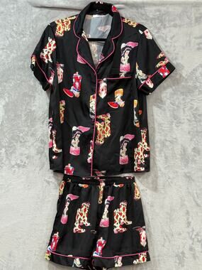 SheShow Cowgirl Rodeo Western Pajama Set Sleep Shorts Satin Boot Print Women XS